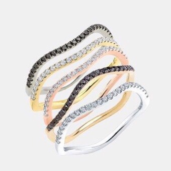 💫🆕 14K Gold Plated ღ Wavy Pave Ring ღ Gold ღ - Picture 5 of 8